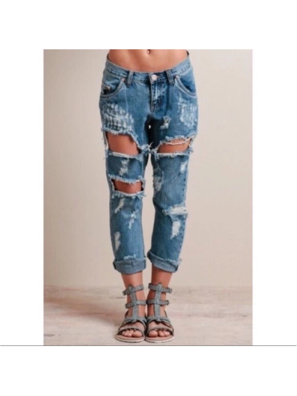 One Teaspoon Awesome Baggies Distressed Light Blue Jeans 24
